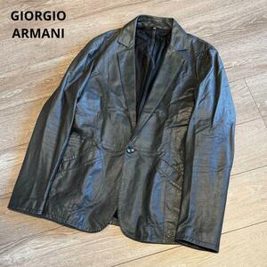 ジョルジオアルマーニ　パンチングレザージャケット　50サイズ　黒　メッシュ