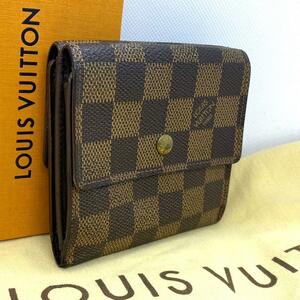 H75-90 美品 1円 LOUIS VUITTON ルイヴィトン N61652 ダミエ ポルトモネ ビエ カルトクレディ 三つ折り 財布 ウォレット 