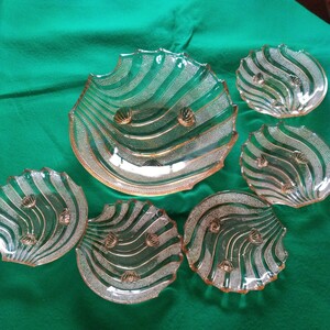 送料無料★ガラス皿 六枚セット 昭和レトロ プレート 洋食器 貝がら