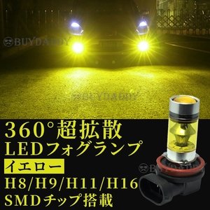 LED フォグランプ イエロー 2個 H8 H9 H11 H16 12v ~ 24v フォグライト 100W ハイパワー 初期保証