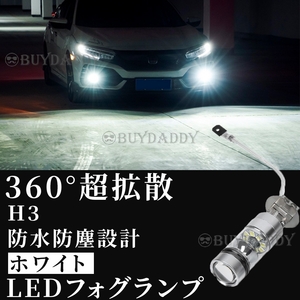 大人気 LED フォグランプ ホワイト H3 100W 12v 24v フォグライト 送料無料 新品未使