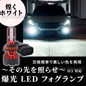 爆光 24000LM ホワイト LED フォグランプ H3 12v 24v フォグライト 送料無料 大人気