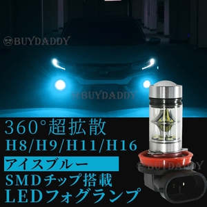 LED フォグランプ アイスブルー H8 H11 H16 ハイパワー 2個 12v 24v フォグライト 送料無料 新品未使