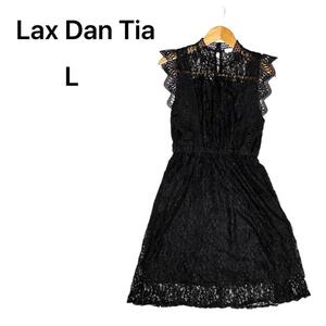 Lax Dan Tia ノースリーブ　レース ワンピース 黒 ブラック L