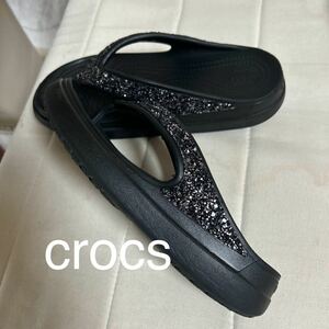 【crocs】クロックス　ICONIC COMFORT 厚底 トング　サンダル　黒　W 7