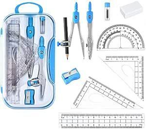 サムコス コンパス 算数セット 10点セット 数学直定規 三角定規 半円分度器 作 図ツール 文房具 学用品 教師 中学生 小学生