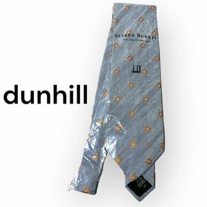 ヴィンテージ　デッドストック ALFRED DUNHILL ネクタイ　小花柄　花柄　爽やか　ブランドネクタイ　未使用　メンズ　極美品　シルクリネン