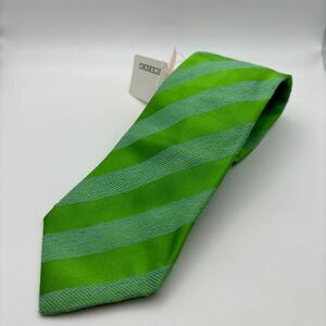  unused ICEBERG Iceberg necktie silk olizonti tag attaching Italy made ITALY diagonal stripe yellow green two class goods Vintage 