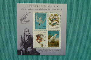 フランス　１９９５年　 J.J.AUDUBON (1785-1851) 4種完切手ブロックシート未使用　MNH