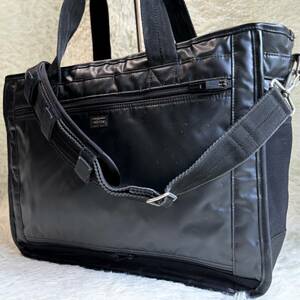 1 jpy ~ 2WAY* PORTER DEVICE briefcase business bag shoulder bag Porter device black black men's Yoshida bag shoulder ..