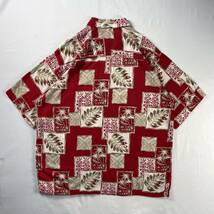 US Vintage 90s puritan ビスコースレーヨン100% ココナッツボタン エスニック 民族 ブロック ボタニカル 総柄 デザインシャツ_画像2