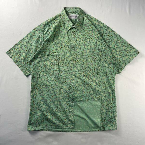Vintage GIANMARCO VITALI コットン100% パステルカラー イラスト アート 奇抜 総柄 デザインシャツ 