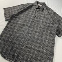  Vintage MURANO リネン55% コットン45% エスニック 民族 幾何学模様 ブロック 総柄 デザインシャツ _画像6