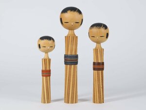 創作こけし 在銘有 3本 実 近代こけし 木地玩具 置物 民芸 伝統工芸 郷土玩具