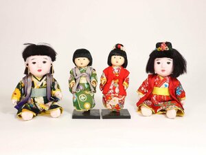 市松人形 男女 4体 古代木彫美術 都人形 抱き人形 生き人形 日本人形 少女人形 着物人形