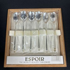 最高級洋食器 真鍮丸棒 ESPOIR エスポワール コーヒー 6PCS. コーヒースプーン スプーン カトラリーセット 当時物 ティースプーン 