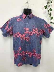 2677　【　reyn　spooner　HAWAIAN　TRADITIONALS　】コットン100％　アロハシャツ 　　サイズ：S　色：ブルーグレー