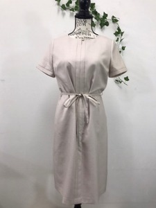 2638 [ sunauna world made in Japan ] short sleeves One-piece back fastener cord belt attaching size :38 color : pink beige 