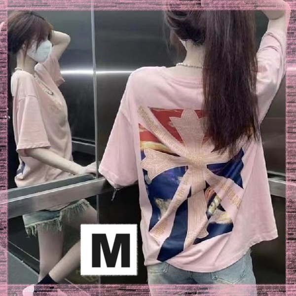 New! レディース Tシャツ 半袖 可愛い アメカジ　 オーバーサイズ 韓国 ダンス 春 夏 M