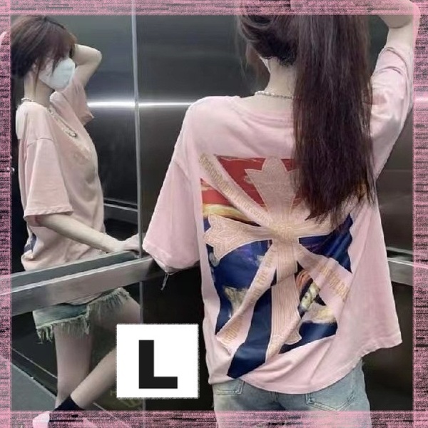 New! レディース Tシャツ 半袖 可愛い アメカジ　 オーバーサイズ 韓国 ダンス 春 夏 L