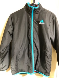 未使用 ADIDAS アディダス リバーシブル ジャンパー　ジャケット　ウインドブレイカー 150　ロゴ　ボア