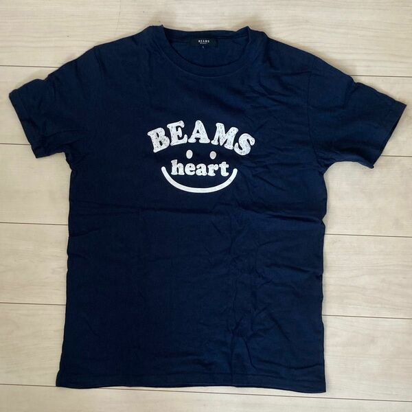 BEAMS HEART SMILE Tシャツ ネイビー　Lサイズ