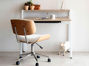 [ free shipping ]tere Work desk natural × white drawer attaching steel made legs remote online 
