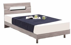 セミダブルベッド コンセント グレー 木製ベッド セミダブル フレームのみ 高さ調節可能 レッグタイプ LED照明付き フロアベッド