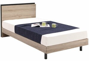 シングルベッド コンセント ブラウン ナチュラル 木製ベッド スノコタイプ シングル フレームのみ 高さ調節可能 レッグタイプ LED照明付き
