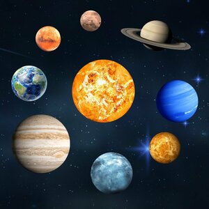 光る！夜光ステッカー 【リアル 惑星/月】 蓄光 壁紙シール リビング 寝室 子供部屋 ウォールデコ 模様替え