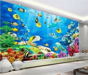 C498 巨大 3D フロアマット 1m*1m* 海 水族館 風景 景色 リフォーム リメイク 防音 断熱 滑り止めシート 床 壁 天井 はがせるシール