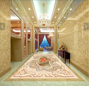 C628 巨大 3D フロアマット 3m*6m* モダン 絨毯 花柄 高級ホテル リフォーム 防音 断熱 滑り止めシート 床 壁 天井 はがせるシール