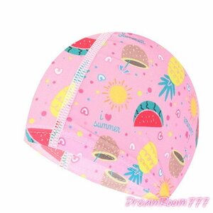 【K-201-17】Tropical デザイン スイムキャップ 水着 柄 帽子 子供～大人 兼用 ビーチ 海 プール 水泳キャップ