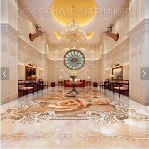 C624 巨大 3D フロアマット 3m*6m* モダン 絨毯 花柄 高級ホテル リフォーム 防音 断熱 滑り止めシート 床 壁 天井 はがせるシール
