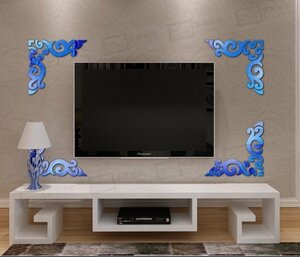  frame angle da mask pattern modern mirror wall sticker 60×60cm [ blue ] 1 sheets mirror seal interior crack not mirror 