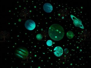 暗闇で光る☆蓄光 惑星 set 星 スター 宇宙 ウォールステッカー 壁 天井 シール リメイク リフォーム DIY C865