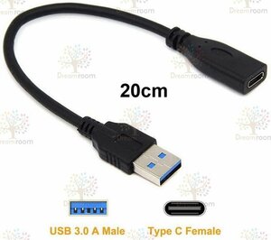 USB3.0 ⇔ Cタイプ メス 変換アダプタ データケーブル 延長ケーブル