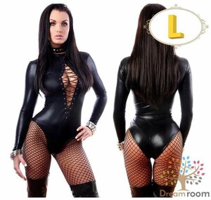 sexy. origin braided up type leather body suit [L] body stockings race queen cosplay zentai suit Leotard M-069