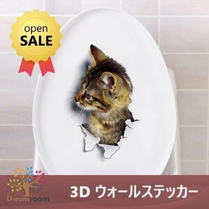 超リアル☆ 3D ウォールステッカー アメショー1 騙し絵 トリックアート デカール 猫 インテリア 剥がせる 壁紙 シール DIY ウォール デコ