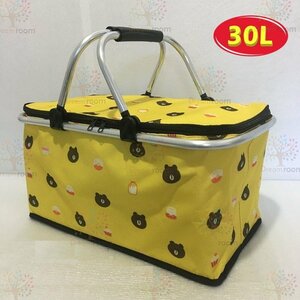 保冷・保温 機能付き 30L 折りたたみ式 エコバッグ【F-215-10】大容量 バスケット 買い物かご 断熱バッグ屋外 ピクニック