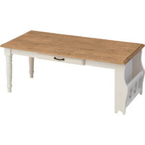 センターテーブル 【ホワイト】 天然木(パイン) オイル仕上げ 水性塗料