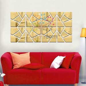  stylish Leopard pattern modern mirror wall sticker [ Gold 25×25cm] 8 sheets mirror seal interior stylish living 