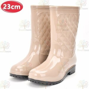  stylish quilting rain boots [ green 23cm] boots lady's girl rainy season K-310