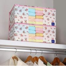 【2枚セット】衣類収納袋 ホワイトピンク 花柄 ポリエステル 透明窓付き_画像5
