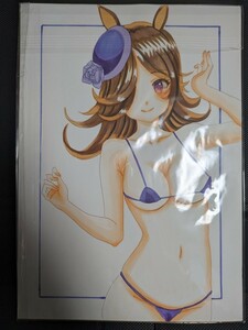 Art hand Auction Reisdusche Badeanzug Illustration Original A4 Uma Musume Pretty Derby, Comics, Anime-Waren, Handgezeichnete Illustration