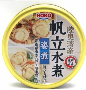 宝幸 陸奥湾産 帆立水煮 姿煮 （貝ひも付き） 70g×7缶