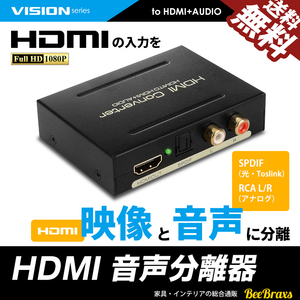 HDMI 音声分離器 分配器 光デジタル RCA 変換 コンバーター コンポジット 1080P 対応 アダプタ アナログ PS4に USB電源 ネコポス＊ 送料無