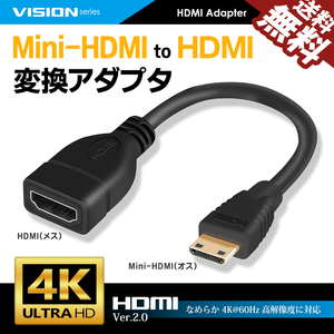 MiniHDMI to HDMI 変換アダプタ 261031 HDMI2.0対応 コンバータ ケーブル 1080P 4K 60Hz 16cm オス-メス ネコポス 送料無料