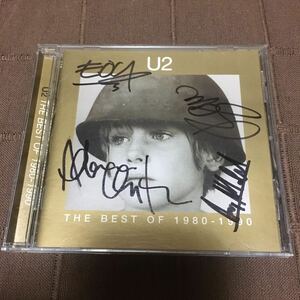 U2 直筆サイン入りCD THE BEST OF 1980 - 1990 BONO THE EDGE ADAM CLAYTON LARRY MULLEN JR ボノ エッジ US盤