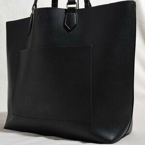  rare many storage! Beams tote bag leather BEAMS black business bag briefcase men's high capacity work A4 possible shoulder .. three . bag PC* commuting 